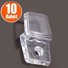 Badem10 Plastik Şeffaf 10 Adet Ayna Tırnağı Cam Ayna Tutucu