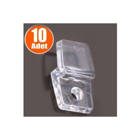Badem10 Plastik Şeffaf 10 Adet Ayna Tırnağı Cam Ayna Tutucu