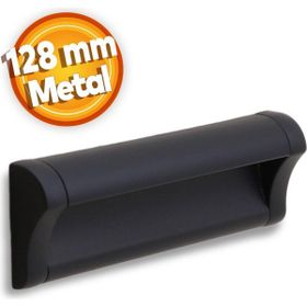 Badem10 Plus Dolap Kapak Çekmece 128 mm Mat Siyah Metal Kulp