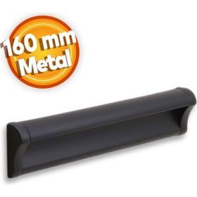 Badem10 Plus Dolap Kapak Çekmece 160 mm Mat Siyah Metal Kulp