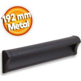 Badem10 Plus Dolap Kapak Çekmece 192 mm Mat Siyah Metal Kulp