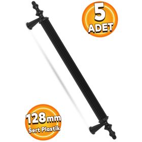 Badem10 Polavit Çekmece Mutfak Dolap Kapak 128 mm Siyah Sert Plastik Kulp