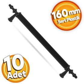 Badem10 Polavit Çekmece Mutfak Dolap Kapak 160 mm Siyah Sert Plastik 10 Adet Kulp