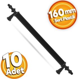 Badem10 Polavit Çekmece Mutfak Dolap Kapak 160 mm Siyah Sert Plastik 10 Adet Kulp