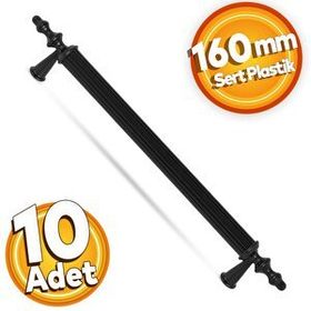 Badem10 Polavit Çekmece Mutfak Dolap Kapak 160 mm Siyah Sert Plastik 10 Adet Kulp