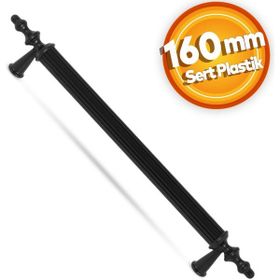 Badem10 Polavit Çekmece Mutfak Dolap Kapak Kulbu 5 Adet 160 mm Siyah Sert Plastik Kulp