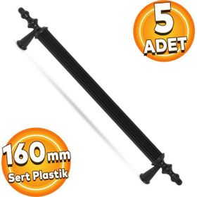 Badem10 Polavit Çekmece Mutfak Dolap Kapak Kulbu 5 Adet 160 mm Siyah Sert Plastik Kulp