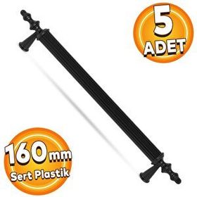 Badem10 Polavit Çekmece Mutfak Dolap Kapak Kulbu 5 Adet 160 mm Siyah Sert Plastik Kulp