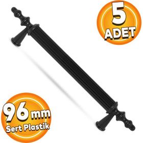 Badem10 Polavit Çekmece Mutfak Dolap Kapak Kulpu Kulbu 5 Adet 96 mm Siyah Sert Plastik Kulp