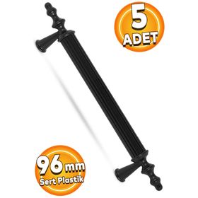 Badem10 Polavit Çekmece Mutfak Dolap Kapak Kulpu Kulbu 5 Adet 96 mm Siyah Sert Plastik Kulp