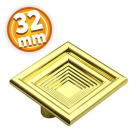 Badem10 Prenses Kare Çekmece Mutfak Kapak Dolap 32 mm Gold Sert Plastik Kulp
