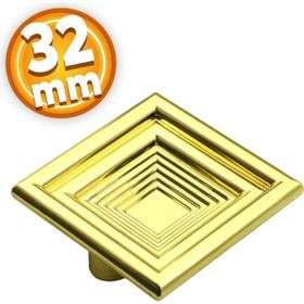 Badem10 Prenses Kare Çekmece Mutfak Kapak Dolap 32 mm Gold Sert Plastik Kulp