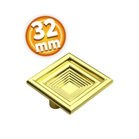 Badem10 Prenses Kare Çekmece Mutfak Kapak Dolap 32 mm Gold Sert Plastik Kulp