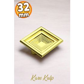 Badem10 Prenses Kare Çekmece Mutfak Kapak Dolap 32 mm Gold Sert Plastik Kulp