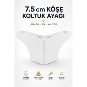 Badem10 Rose Lüks 7.5 cm Beyaz Baza Mobilya Kanepe Sehpa TV Ünitesi Koltuk Ayağı