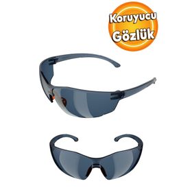 Badem10 S1100 İş Güvenlik Gözlüğü Uv Koruyucu Silikonlu Füme Gözlük