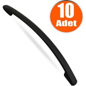 Badem10 Samuray Çekmece Dolap 10 Adet 128 mm Mat Siyah Metal Kapak Kulbu