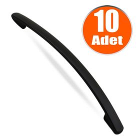 Badem10 Samuray Çekmece Dolap 10 Adet 128 mm Mat Siyah Metal Kapak Kulbu