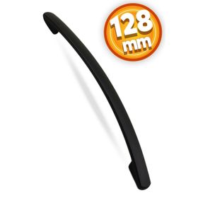 Badem10 Samuray Çekmece Dolap 128 mm Mat Siyah Metal Kapak Kulbu