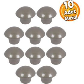 Badem10 Saten Metal Mantar Düğme 10 Adet Kapak Kulbu