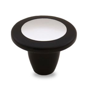 Badem10 Sedef Düğme Çekmece Dolap Kapak Mat Siyah Krom Metal Kulp