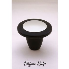 Badem10 Sedef Düğme Çekmece Dolap Kapak Mat Siyah Krom Metal Kulp