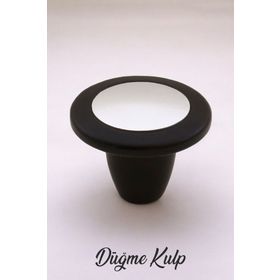 Badem10 Sedef Düğme Çekmece Dolap Kapak Mat Siyah Krom Metal Kulp