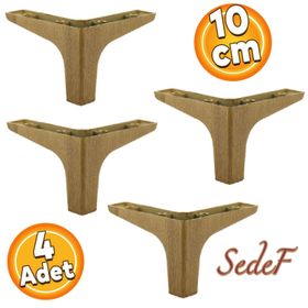 Badem10 Sedef Lüks 10 cm Açık Ceviz 4 Adet Mobilya Kanepe Sehpa TV Ünitesi Koltuk Ayağı