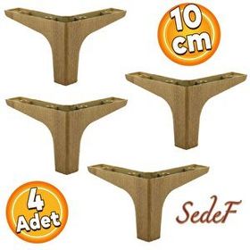 Badem10 Sedef Lüks 10 cm Açık Ceviz 4 Adet Mobilya Kanepe Sehpa TV Ünitesi Koltuk Ayağı