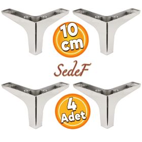Badem10 Sedef Lüks 10 cm Krom 4 Adet Mobilya Kanepe Sehpa TV Ünitesi Koltuk Ayağı
