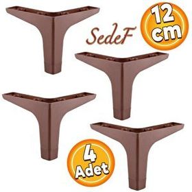 Badem10 Sedef Lüks 12 cm Ceviz Ahşap Desenli 4 Adet Mobilya Kanepe Sehpa Tv Ünitesi Koltuk Ayağı