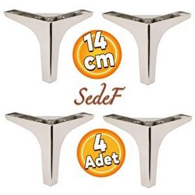 Badem10 Sedef Lüks 14 cm Krom 4 Adet Mobilya Kanepe Sehpa TV Ünitesi Koltuk Ayağı