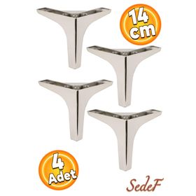 Badem10 Sedef Lüks 14 cm Krom 4 Adet Mobilya Kanepe Sehpa TV Ünitesi Koltuk Ayağı