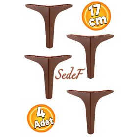 Badem10 Sedef Lüks 17 cm Ahşap Deseni Kahverengi 4 Adet Mobilya Kanepe Sehpa TV Ünitesi Koltuk Ayağı