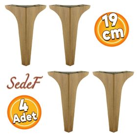 Badem10 Sedef Lüks 19 cm Açık Ceviz Baza 4 Adet Mobilya Kanepe Sehpa TV Ünitesi Koltuk Ayağı