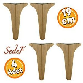 Badem10 Sedef Lüks 19 cm Açık Ceviz Baza 4 Adet Mobilya Kanepe Sehpa TV Ünitesi Koltuk Ayağı