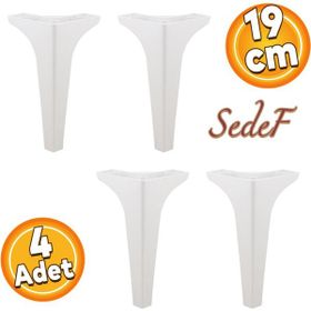 Badem10 Sedef Lüks 19 cm Beyaz Baza 4 Adet Mobilya Kanepe Sehpa Tv Ünitesi Koltuk Ayağı