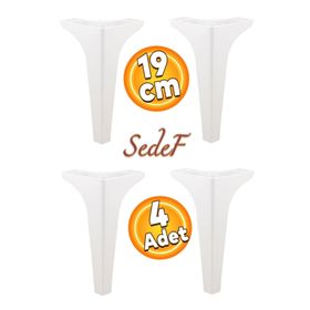 Badem10 Sedef Lüks 19 cm Beyaz Baza 4 Adet Mobilya Kanepe Sehpa Tv Ünitesi Koltuk Ayağı