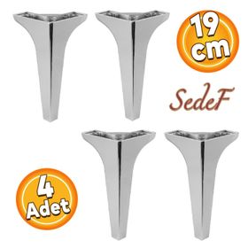 Badem10 Sedef Lüks 19 cm Parlak Krom Baza 4 Adet Mobilya Kanepe Sehpa TV Ünitesi Koltuk Ayağı