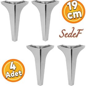 Badem10 Sedef Lüks 19 cm Parlak Krom Baza 4 Adet Mobilya Kanepe Sehpa TV Ünitesi Koltuk Ayağı