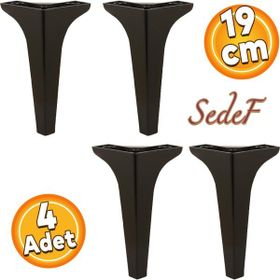 Badem10 Sedef Lüks 19 cm Siyah Baza 4 Adet Mobilya Kanepe Sehpa TV Ünitesi Koltuk Ayağı