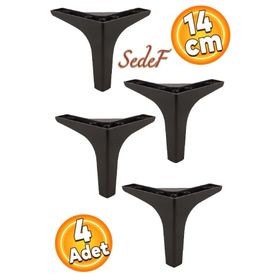 Badem10 Sedef Lüks14 cm Siyah 4 Adet Mobilya Kanepe Sehpa TV Ünitesi Koltuk Ayağı