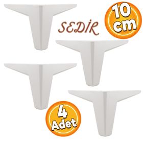 Badem10 Sedir Lüks 10 cm Beyaz 4 Adet Baza Mobilya Kanepe Sehpa TV Ünitesi Koltuk Ayağı