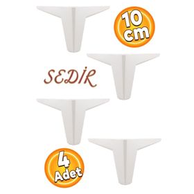 Badem10 Sedir Lüks 10 cm Beyaz 4 Adet Baza Mobilya Kanepe Sehpa TV Ünitesi Koltuk Ayağı