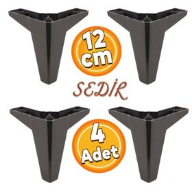 Badem10 Sedir Lüks 12 cm Siyah 4 Adet Mobilya Kanepe Sehpa TV Ünitesi Koltuk Ayağı