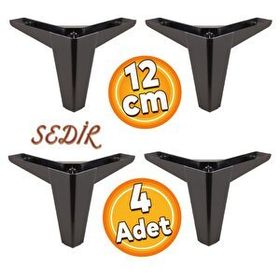 Badem10 Sedir Lüks 12 cm Siyah Baza 4 Adet Mobilya Kanepe Sehpa TV Ünitesi Koltuk Ayağı