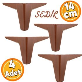 Badem10 Sedir Lüks 14 cm Ahşap Desenli Kahverengi 4 Adet Mobilya Kanepe Sehpa TV Ünitesi Koltuk Ayağı