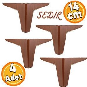 Badem10 Sedir Lüks 14 cm Ahşap Desenli Kahverengi 4 Adet Mobilya Kanepe Sehpa TV Ünitesi Koltuk Ayağı
