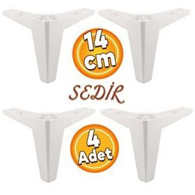 Badem10 Sedir Lüks 14 cm Beyaz 4 Adet Mobilya Kanepe Sehpa TV Ünitesi Koltuk Ayağı