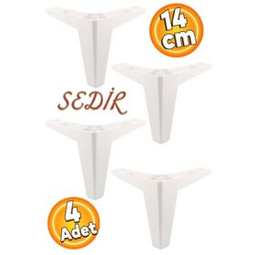 Badem10 Sedir Lüks 14 cm Beyaz 4 Adet Mobilya Kanepe Sehpa TV Ünitesi Koltuk Ayağı